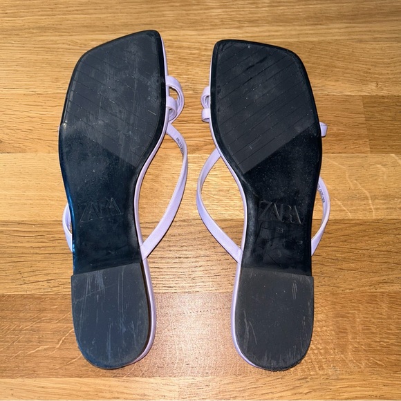 Zara Purple Slip On Flat Sandals Square Toe with Straps Size 36 - Picture 3 of 3